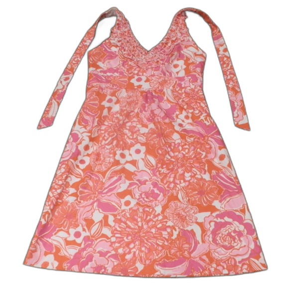Lilly Pulitzer Orange V-Neck Dress Women's Size 8 - Picture 1 of 2